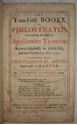 Picture of THE TWO FIRST BOOKS OF PHILOSTRATUS. CONCERNING THE LIFE OF APOLLONIUS TYANEUS: WRITTEN ORIGINALLY IN GREEK, AND NOW PUBLISHED IN ENGLISH: TOGETHER WITH PHILOLOGICAL NOTES UPON EACH CHAPTER. BY CHARLES BLOUNT, GENT.